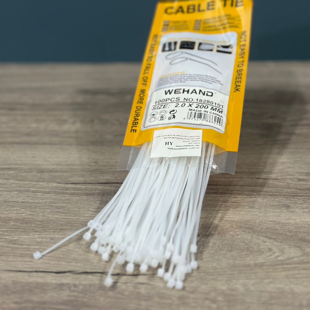 ATTACHE EN PLASTIQUE CABLE TIE WEHAND SIZE 2mm X 200mm BLANC 100PCS